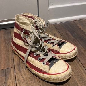 Converse distressed high tops American flag